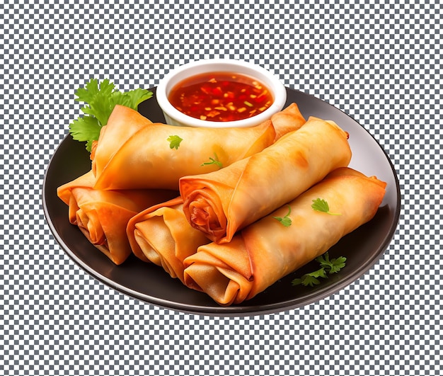 PSD fresh and yummy tikka spring rolls isolados em fundo transparente