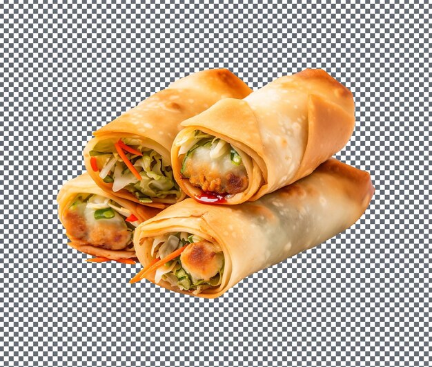 PSD fresh and yummy tikka spring rolls isolados em fundo transparente