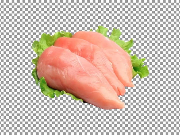 Fresh chicken breast pieces isolated on transparent background