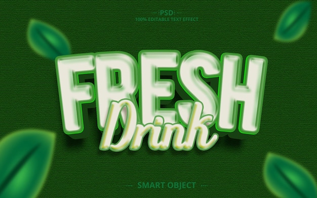 Fresh drink mejor diseño de efectos de texto creativo