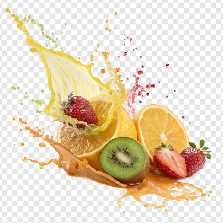 Fresh Fruit Juice Splash on Transparent Background for Digital Use