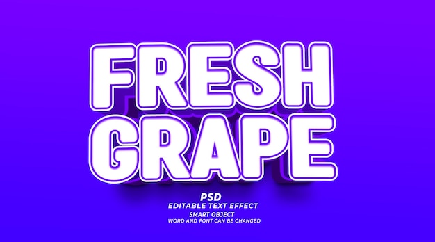 fresh grape fruits 3d psd editable text effect photoshop template