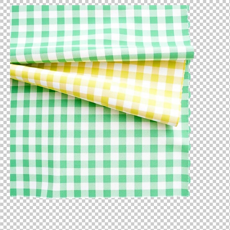 PSD fresh green and yellow gingham fabric texture background pastel checkered cloth design spring