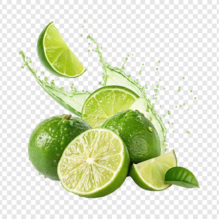 PSD fresh lime slices with splash