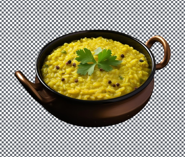 PSD fresh moong dal khichdi isolado em fundo branco