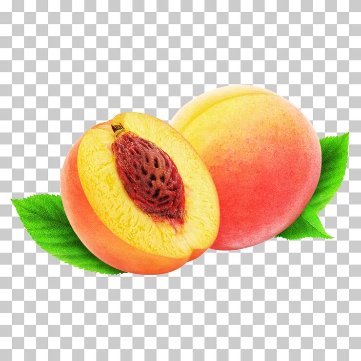 Fresh Peaches isolated transparent background