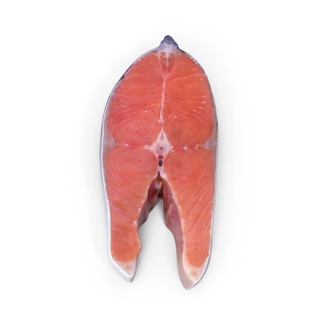 Fresh Salmon Steak on White Surface