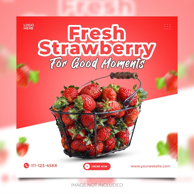 Fresh strawberry social-media-werbebanner und instagram-poster-vorlage