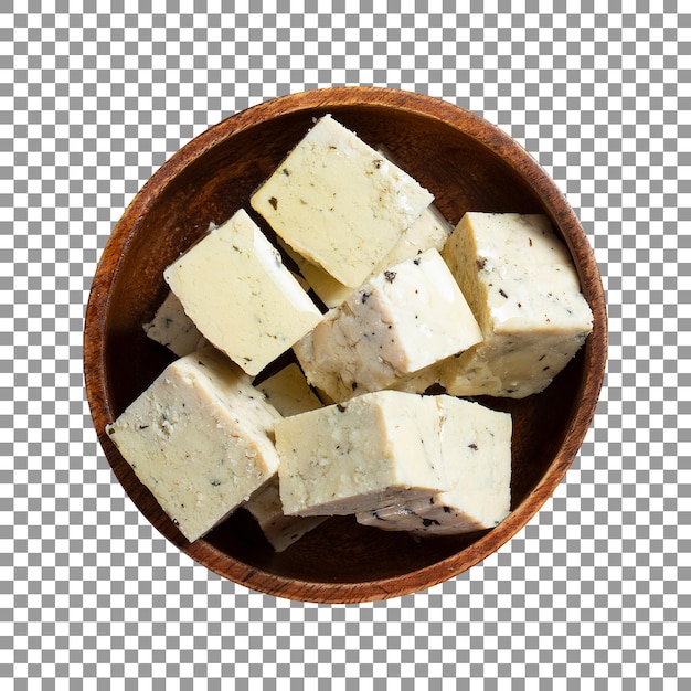 Fresh tofu cubes in block isolated on transparent background