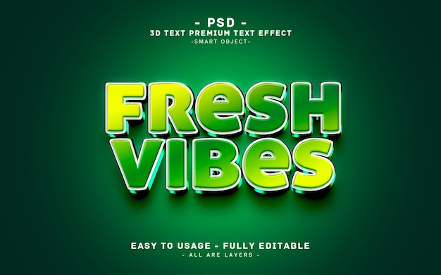fresh vibesphotoshop 3d editable text effect style
