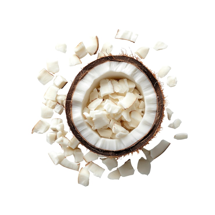PSD freshly cut coconut with coconut pieces