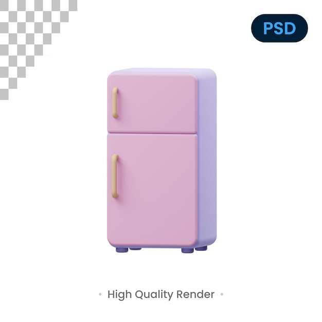 Fridge 3d render illustration premium psd