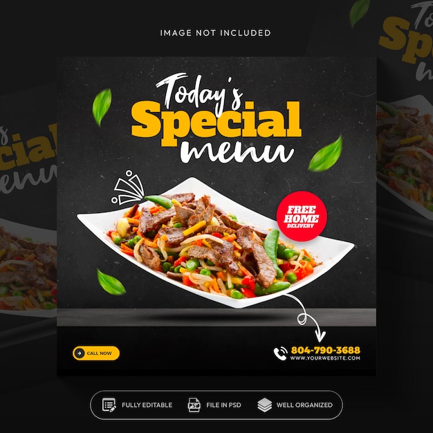 PSD fried chicken food social media promotion und instagram-banner-post-vorlage-design