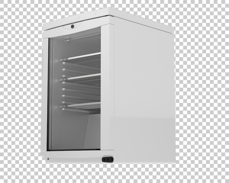 PSD frigorifero isolato su sfondo trasparente illustrazione del rendering 3d