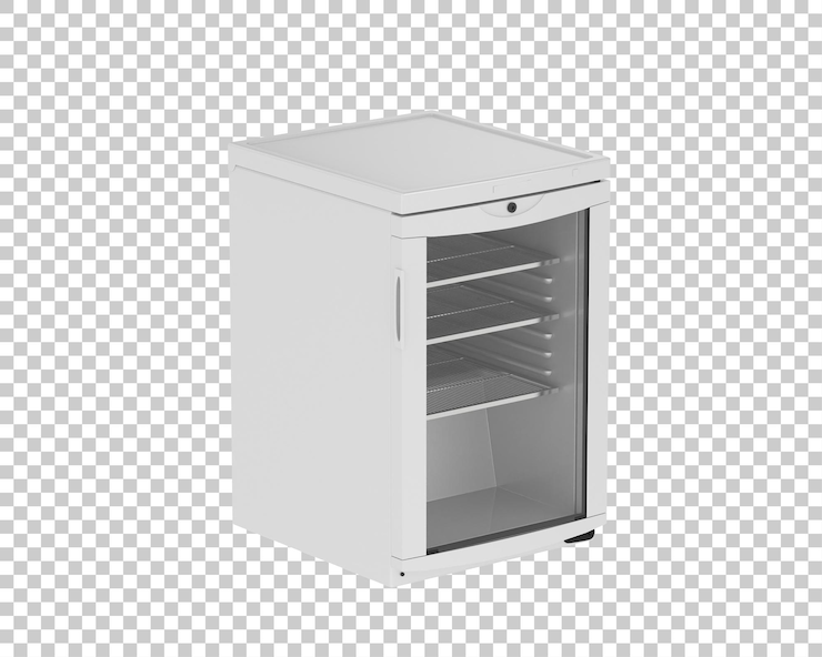 PSD frigorifero isolato su sfondo trasparente illustrazione del rendering 3d