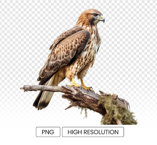 Un Fringant Oiseau Aigle à Queue Rouge Perché Sur Une Branche Avec Un Fond Transparent