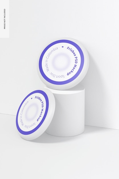 Frisbees mockup, gelehnt