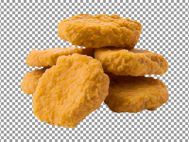 Frisch frittierter Chicken Nugget Stack auf transparentem Hintergrund
