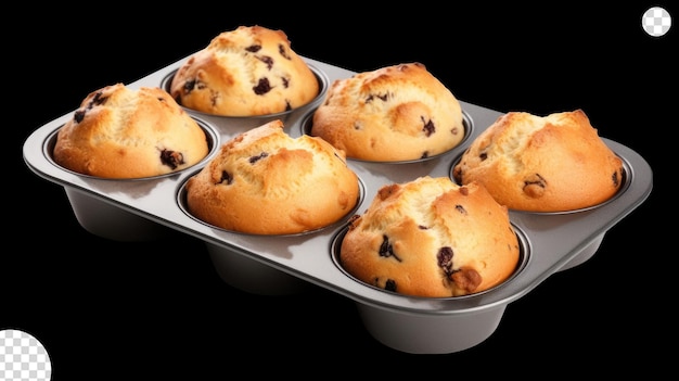 Frisch gebackene Muffins in einem transparenten Metallplattchen