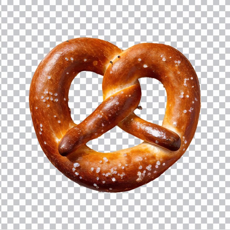 PSD frisch gebackener brezel mit grobem salz auf isolierter, durchsichtigem hintergrund