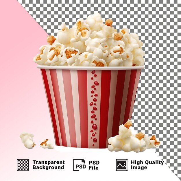 PSD frisch gebratener popcorn-papierstreifen-eimer, isoliert auf durchsichtigem hintergrund png