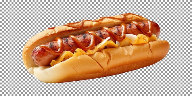 Frisch zubereiteter speck-hotdog isoliert auf transparentem hintergrund