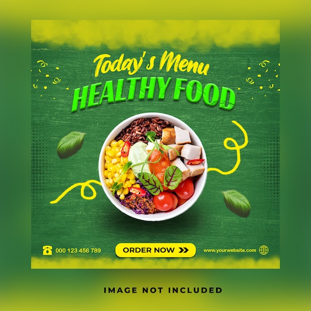 Frische gesunde lebensmittel menü verkaufsförderung quadratische flyer social media web banner post design vorlage
