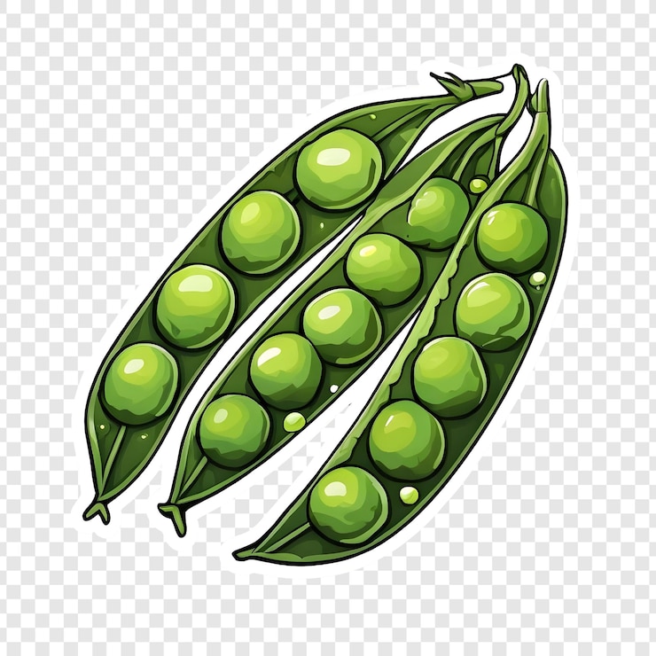 PSD frische grüne erbsen gemüsefrüchte gesundes essen garten produziert aufkleber illustration