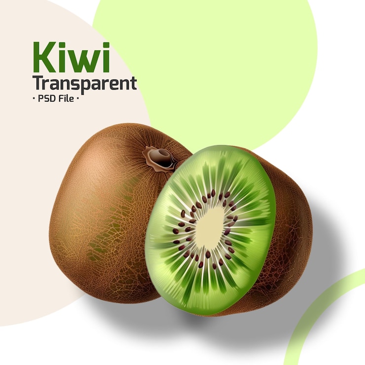 PSD frische kiwi-früchte mit isolierten blättern