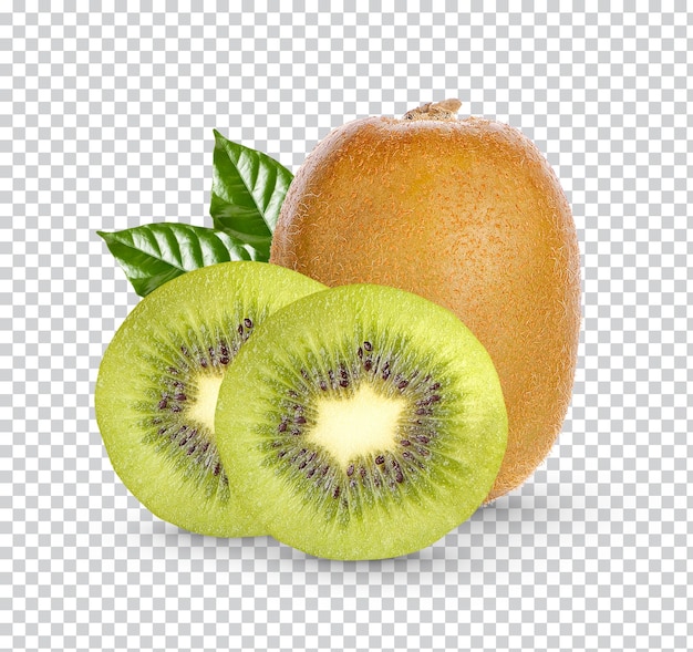 Frische Kiwi mit Blättern isoliert