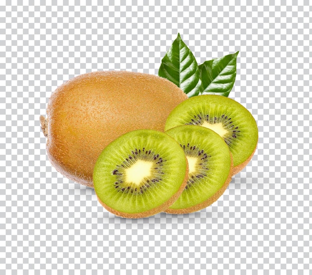 Frische Kiwi mit Blättern isoliert