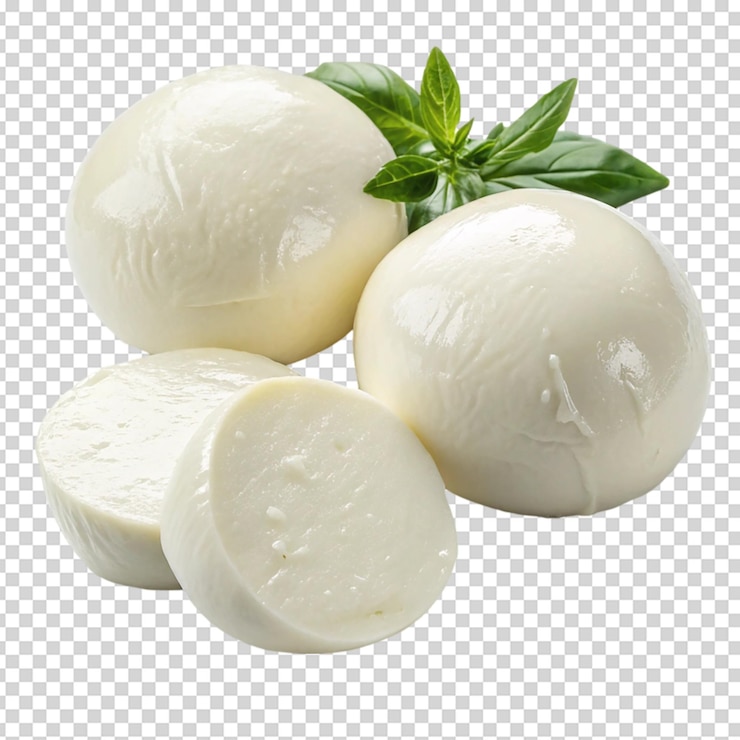 PSD frische mozzarella-kugeln auf weißem hintergrund