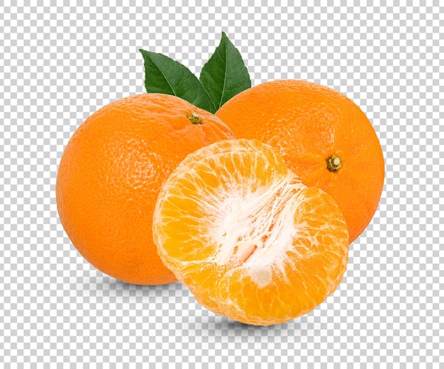 Frische Orange mit Blättern isoliert