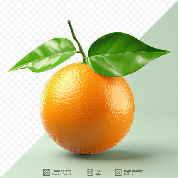 PSD frische orangefarbene mandarine mit grünen blättern auf transparentem hintergrund