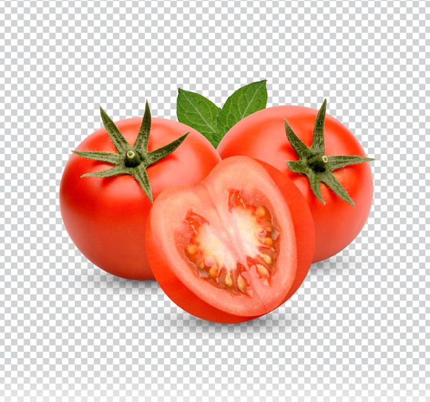 Frische tomaten mit blättern isolsted premium psd