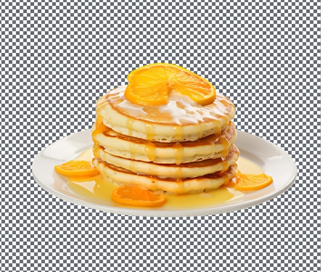 Frische und leckere Orangen-Cream-Pancake auf durchsichtigem Hintergrund