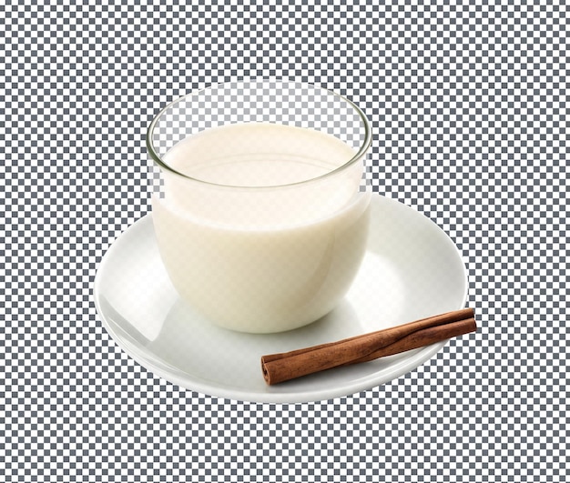 Frische und leckere warme vanillemilch, isoliert auf durchsichtigem hintergrund