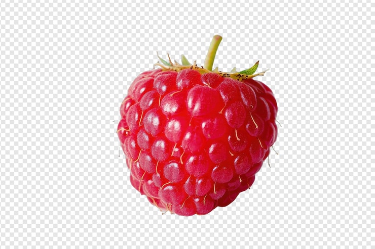 PSD frische und saftige himbeere mit isolierung auf durchsichtigem hintergrund