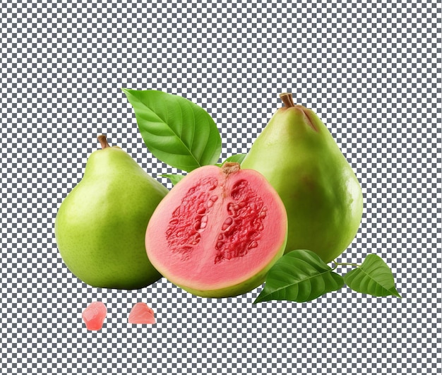 Frische und schmackhafte Guava, isoliert auf durchsichtigem Hintergrund