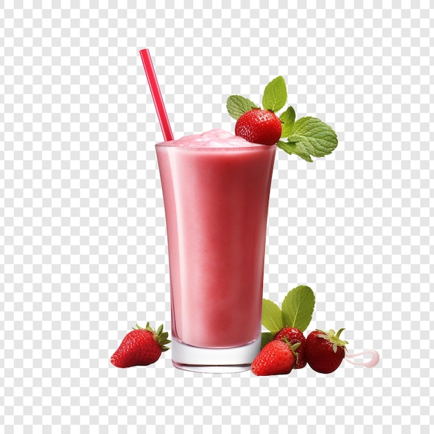 Frischer erdbeer-smoothie isoliert auf durchsichtigem hintergrund