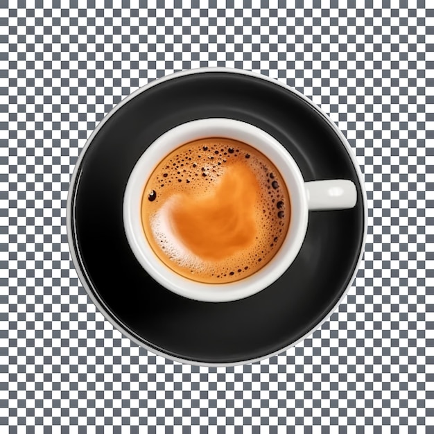 Frischer heißer Kaffee in schwarzer Tasse, isoliert auf durchsichtigem Hintergrund