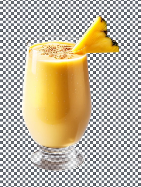 PSD frisches ananas- und bananensmoothie-glas auf durchsichtigem hintergrund