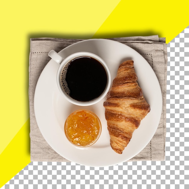 PSD frisches croissant zum morgendlichen frühstück isoliert auf transparentem hintergrund