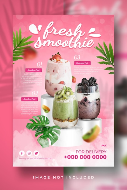 Frisches Smoothie-Getränkemenü Sonderaktion Plakat-Flyer-Medien-Banner ...