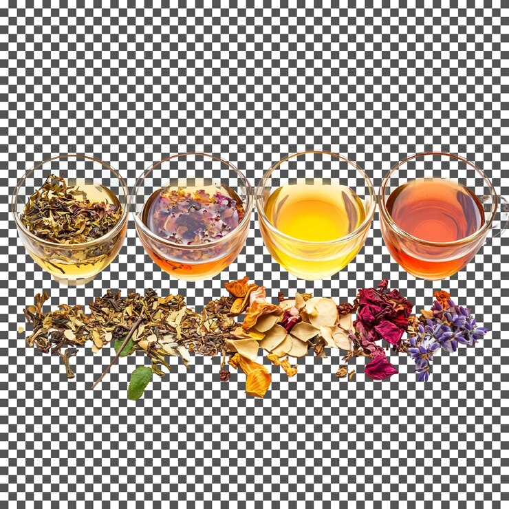 PSD frisches trinken warmer kräutertees, isoliert auf durchsichtigem hintergrund