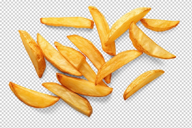 PSD fritas de batata vista de cima cortadas em transparente