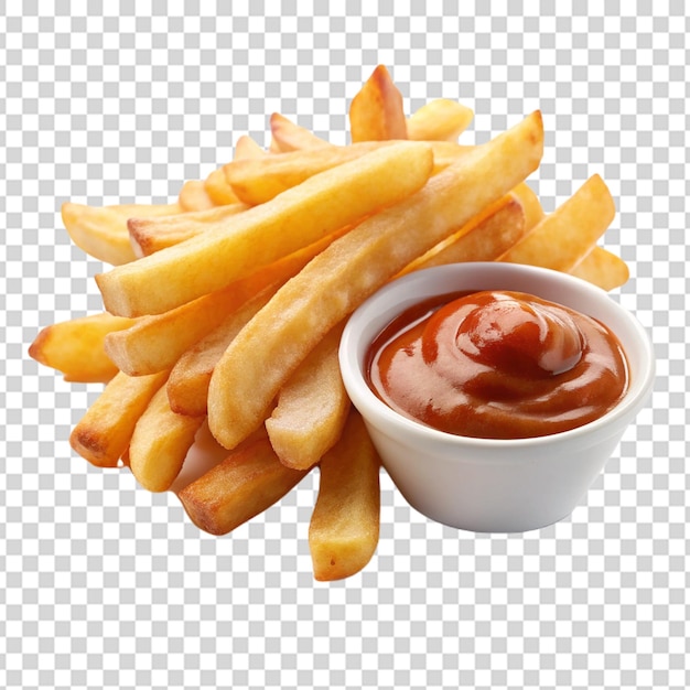 Des frites sur un fond transparent IA générative