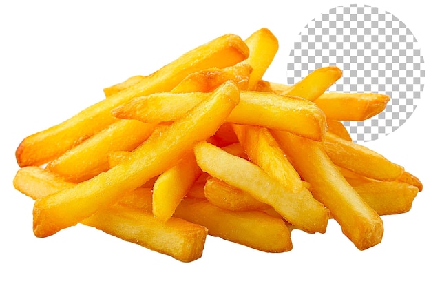 PSD frites avec paquet isolé sur fond transparent