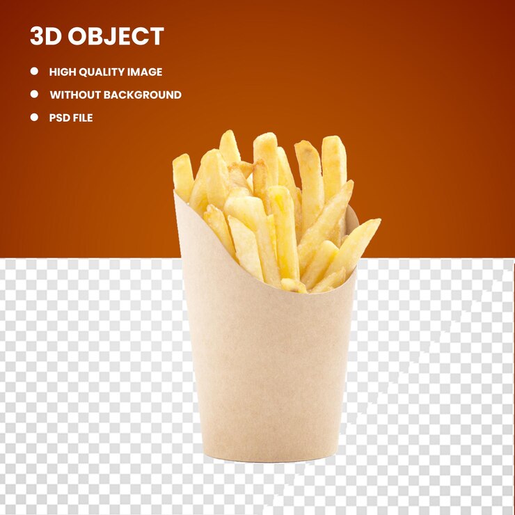 PSD des frites de pommes de terre png arrière-plan transparent