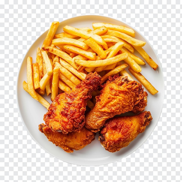 PSD frites de poulet frites sur une assiette sur un fond transparent générative par ai